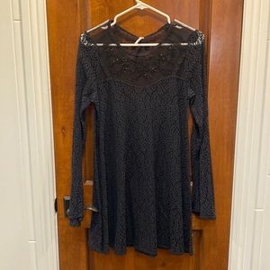 Black lace long sleeve Free People dress